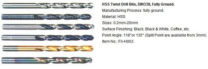 Titanio recubierto de HSS Straight Shank Twist Bits